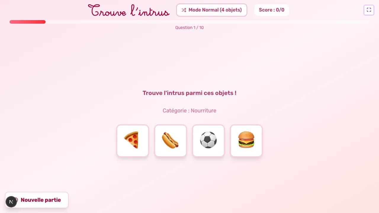 Aperçu du jeu Les intrus sur tableau blanc interactif