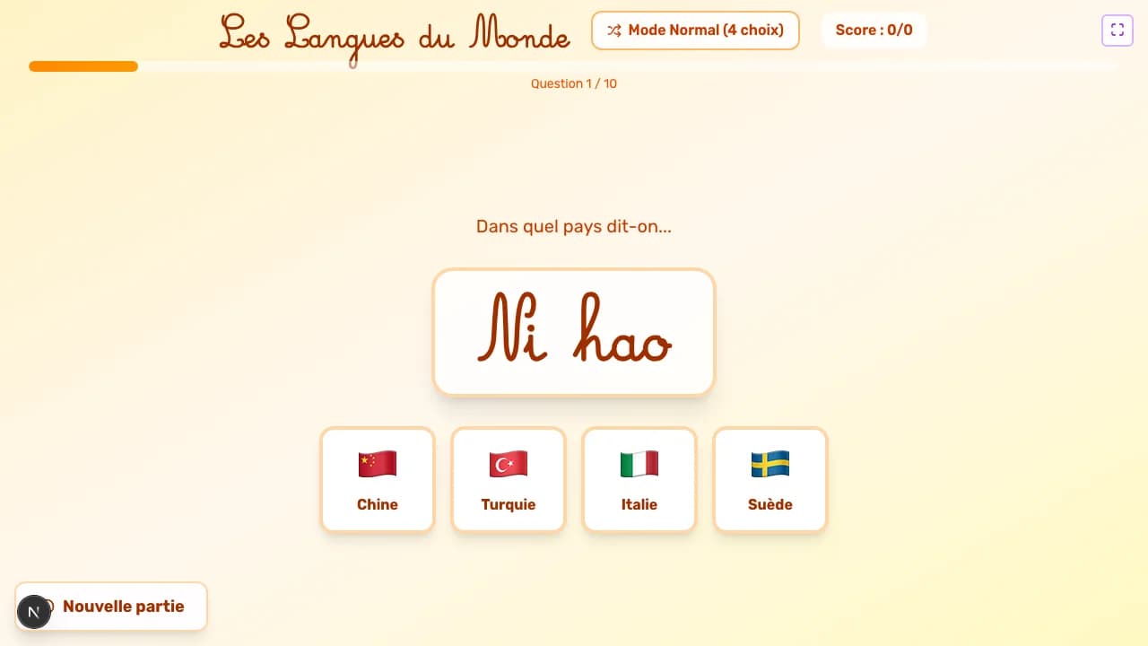 Aperçu du jeu Les langues du monde sur tableau blanc interactif