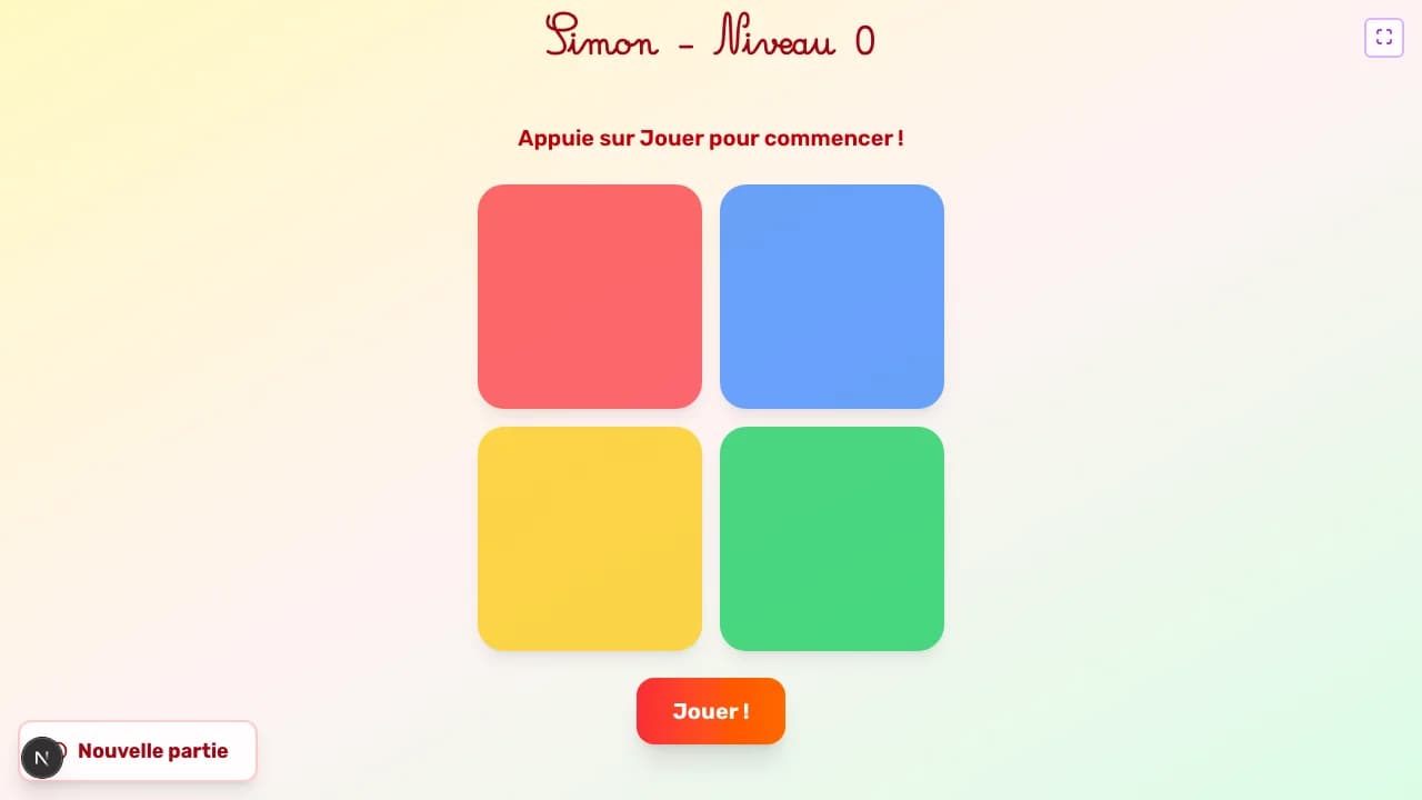 Aperçu du jeu Simon sur tableau blanc interactif